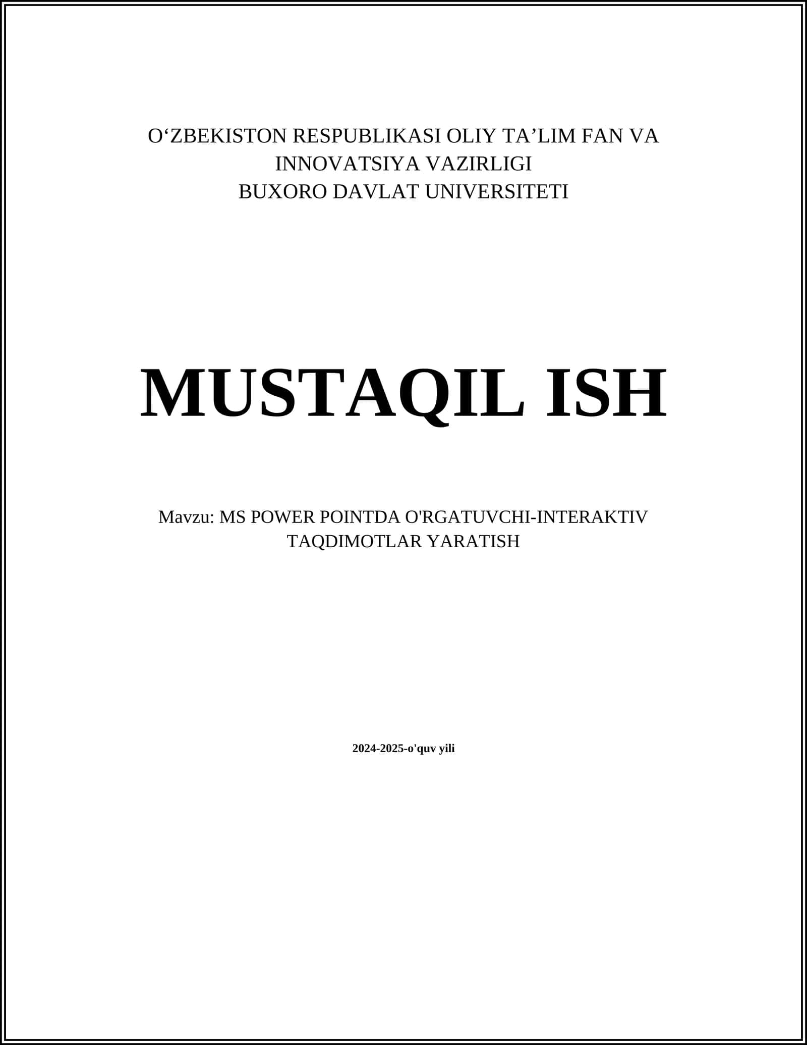 MS POWER POINTDA O'RGATUVCHI-INTERAKTIV TAQDIMOTLAR YARATISH
