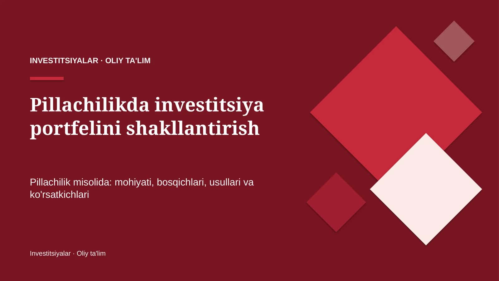 pillachilikda investitsiya portfelini shakllantirish 2423