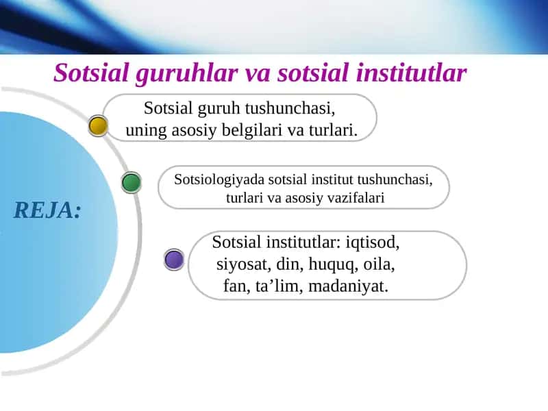 Sotsiologiyada sotsial institut tushunchasi