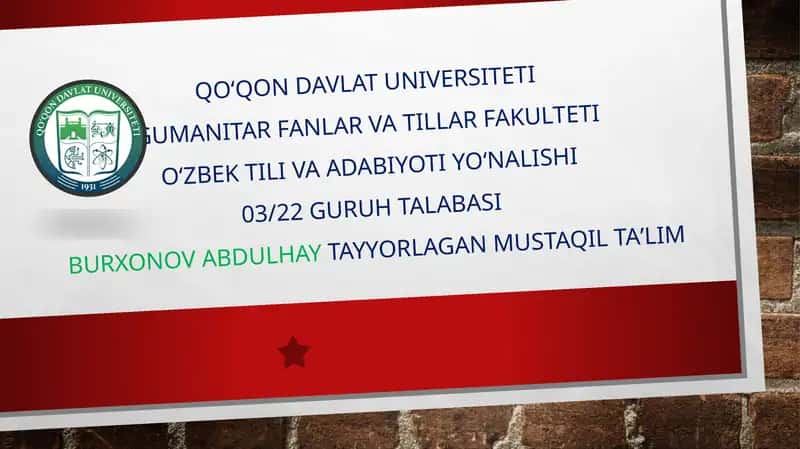 Uzluksiz talim uchun amaliy topshiriq