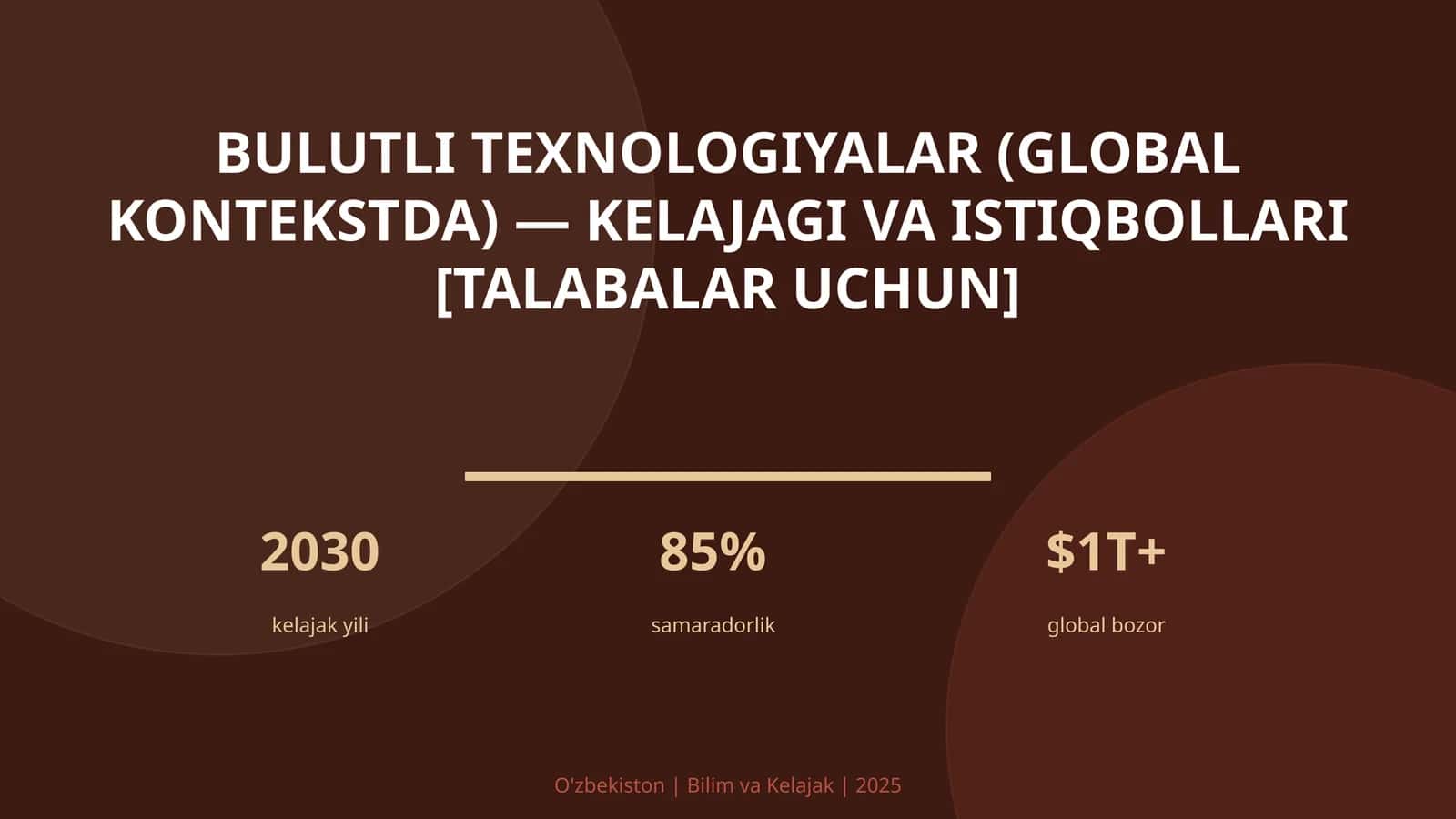 Bulutli texnologiyalar (global kontekstda) — kelajagi va istiqbollari [talabalar uchun]