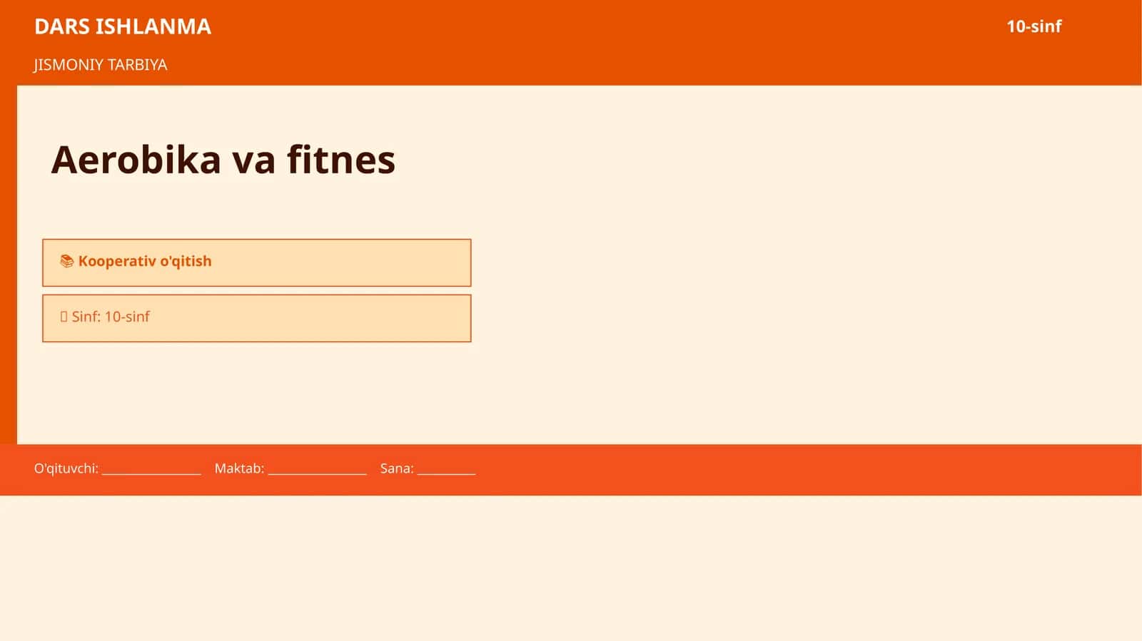 Aerobika va fitnes DARS ISHLANMA