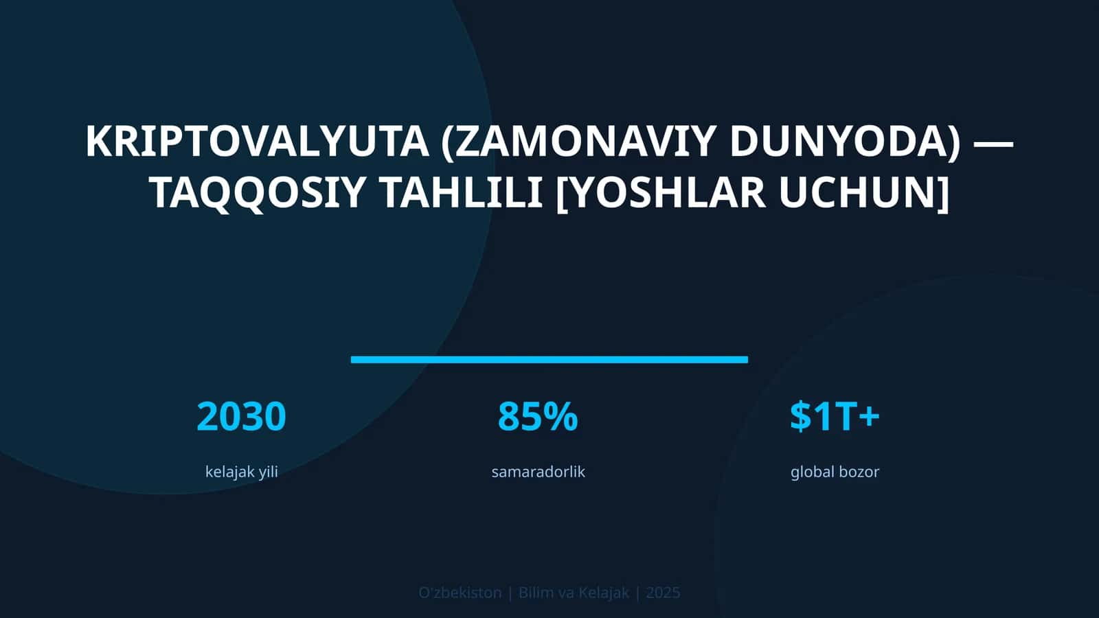 KRIPTOVALYUTA (ZAMONAVIY DUNYODA) — TAQQOSIY TAHLILI [YOSHLAR UCHUN]