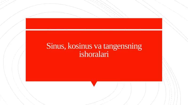 Sinus, kosinus va tangensning ishoralari