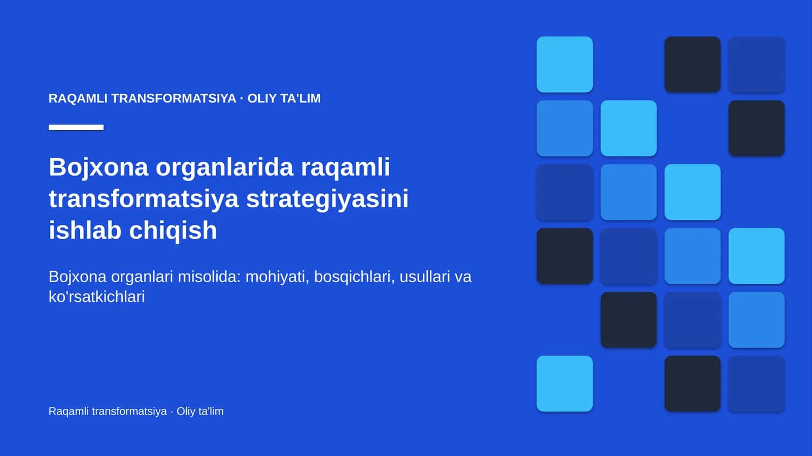 Bojxona organlarida raqamli transformatsiya strategiyasini ishlab chiqish