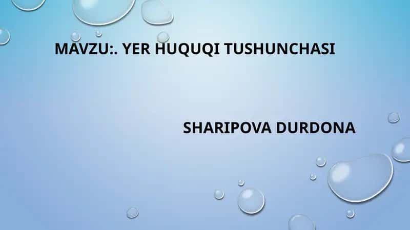 YER HUQUQITUSHUNCHASI