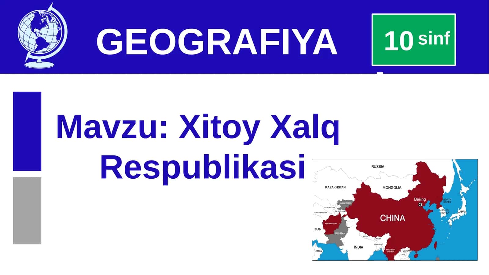 Xitoy Xalq Respublikasi 10-sinf GEOGRAFIYA