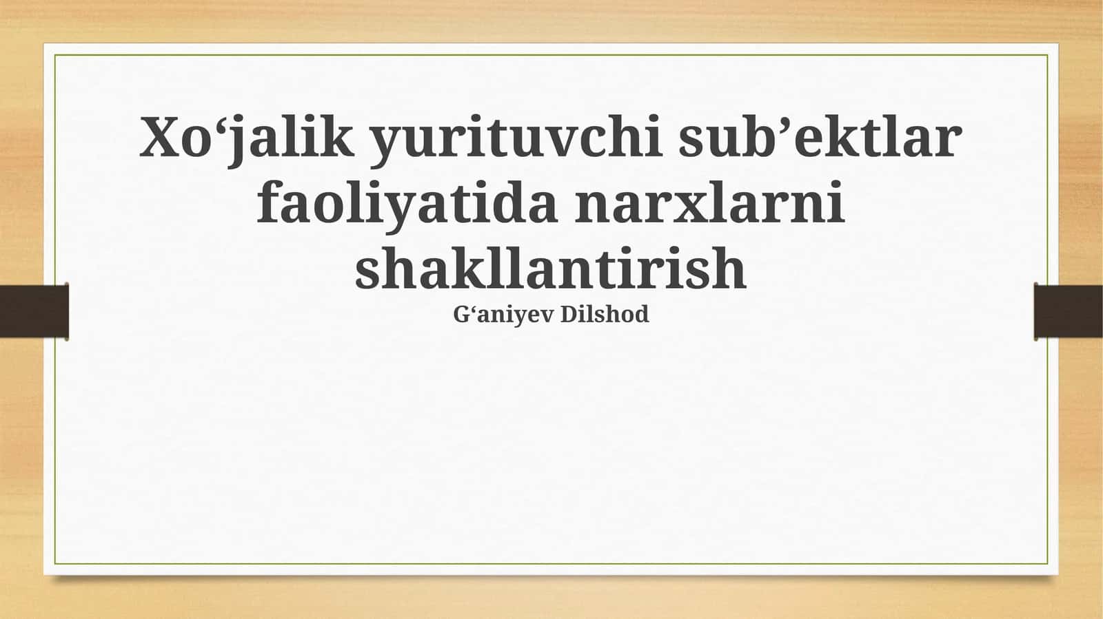 Narx shakllanishining asosiy omillari va usullari