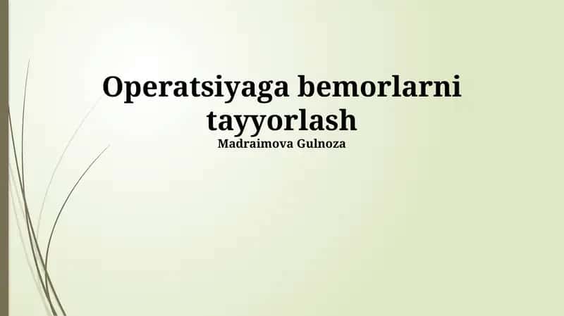 Jarrohlikka Tayyorgarlik Bosqichlari