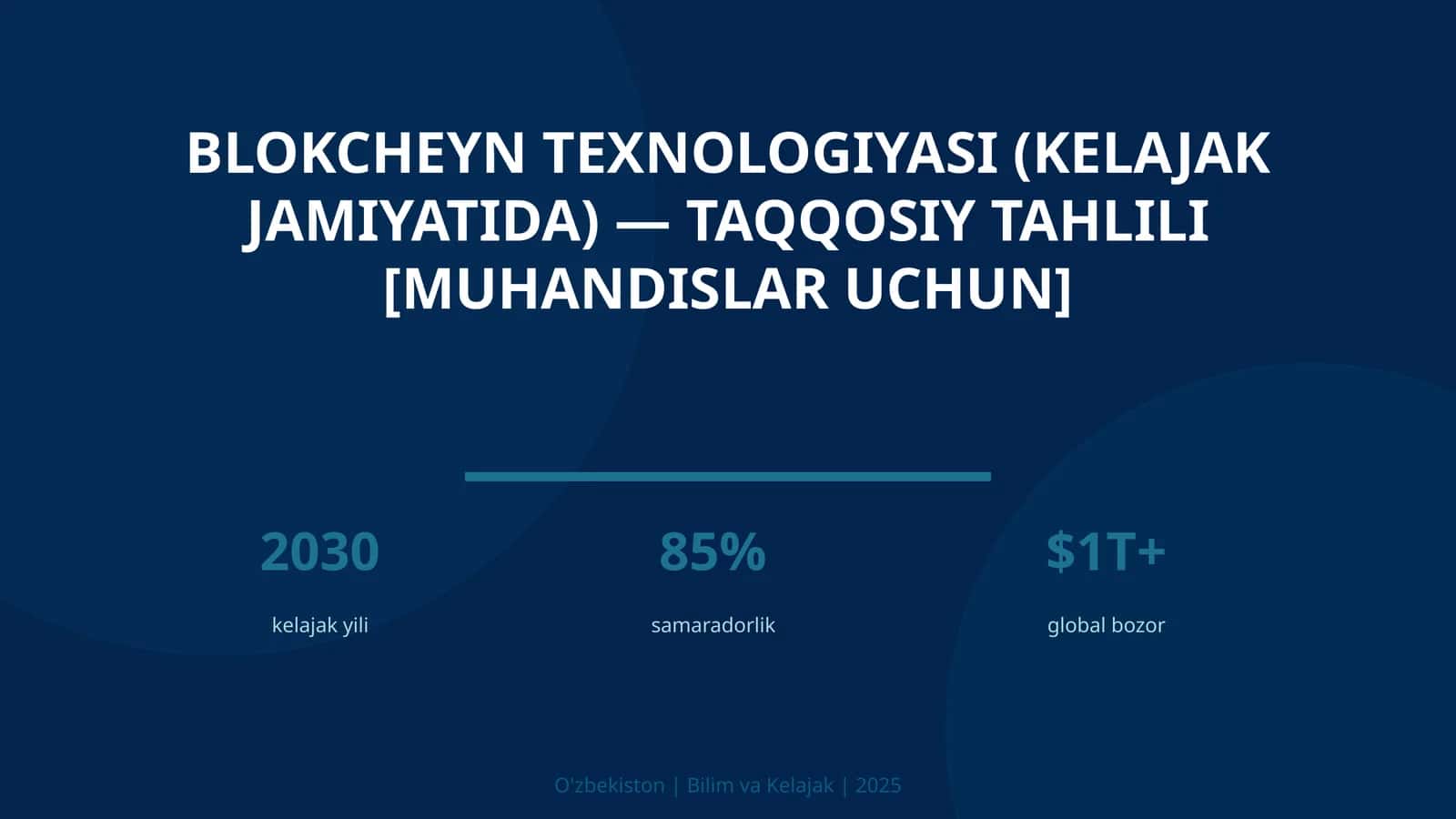 Blokcheyn Texnologiyasi (Kelajak Jamiyatida) — Taqqosiy Tahlili [Muhandislar Uchun]