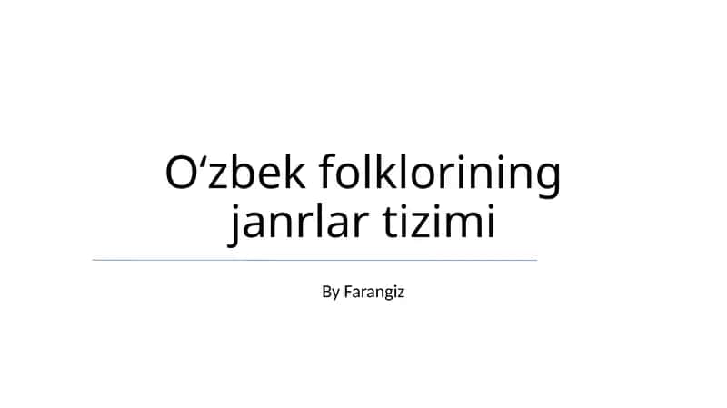 O‘zbek folklorining janrlar tizimi