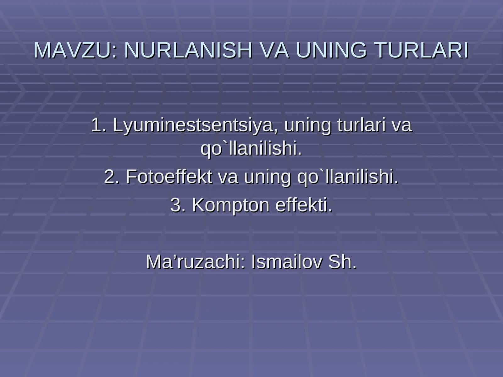 NURLANISHVA UNING TURLARI