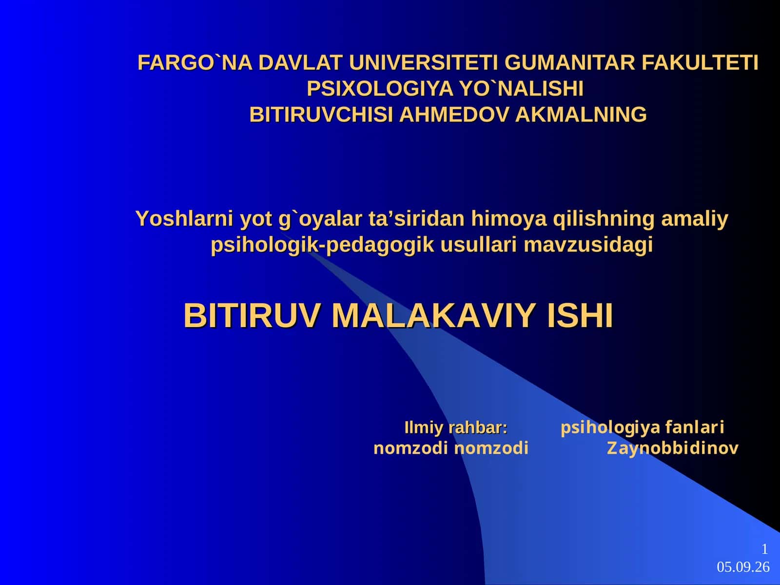 Yoshlarni yot g`oyalar ta’siridan himoya qilishning amaliy psihologik-pedagogik usullari