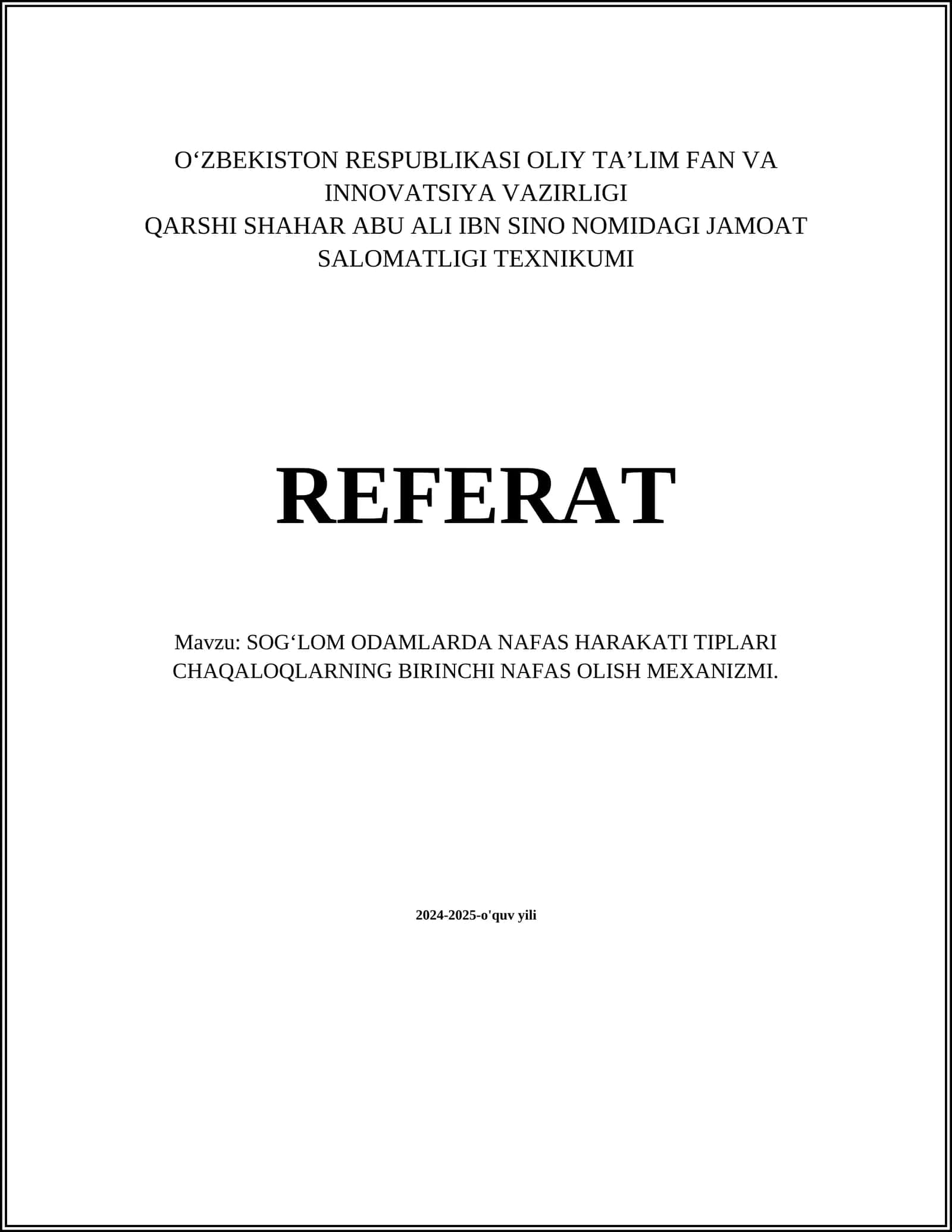 SOGʻLOM ODAMLARDA NAFAS HARAKATI TIPLARI