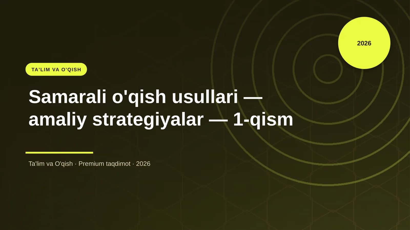 Samarali o'qish usullari — amaliy strategiyalar — 1-qism