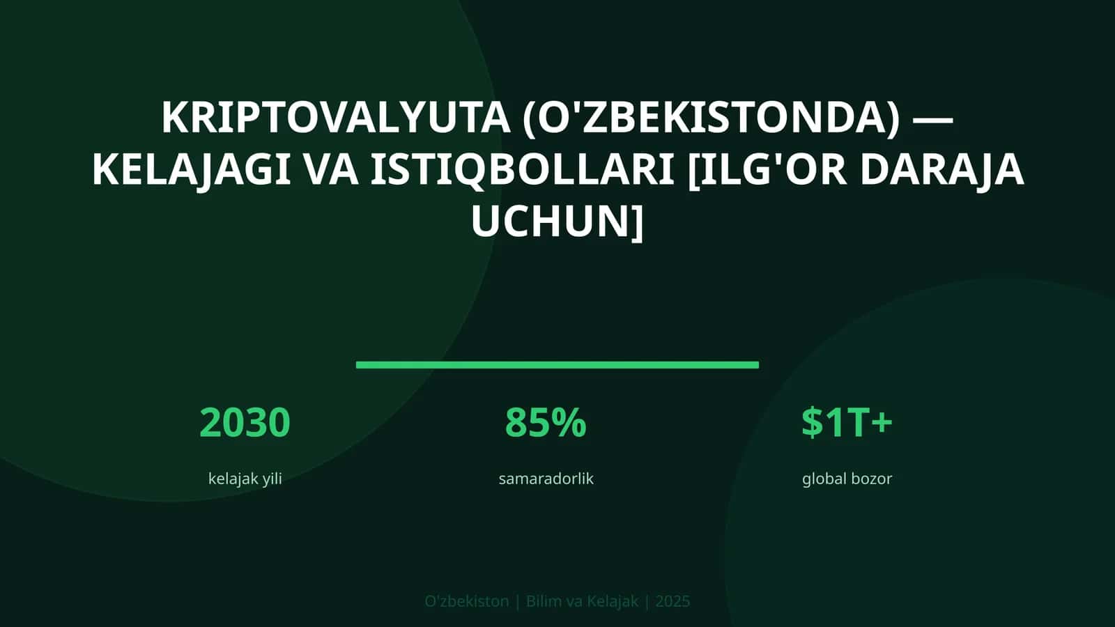 Kriptovalyuta (O'zbekistonda) — kelajagi va istiqbollari [ilg'or daraja uchun]