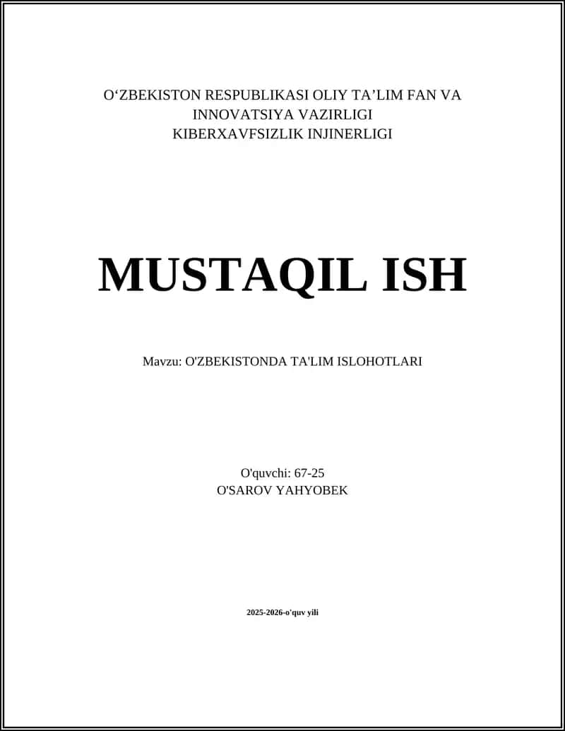 O'ZBEKISTONDA TA'LIM ISLOHOTLARI