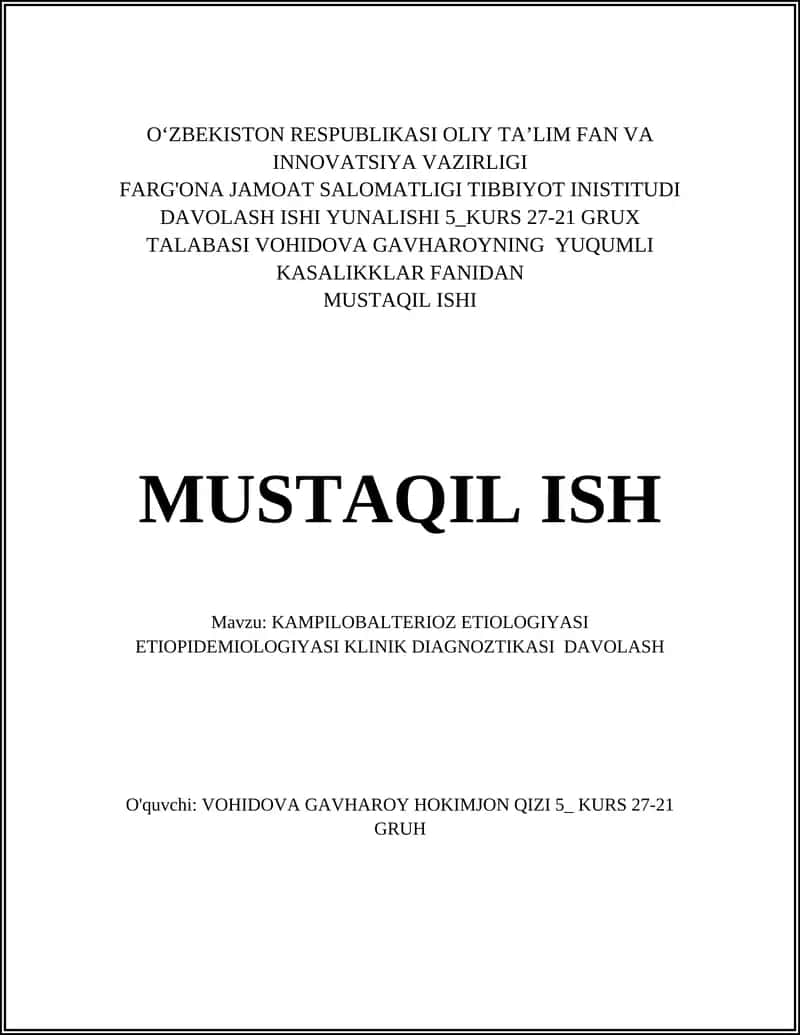 Kampilobakterioz etiologiyasi