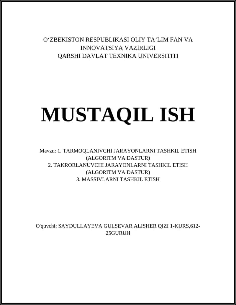 Tarmoqlanivchi jarayonlar
