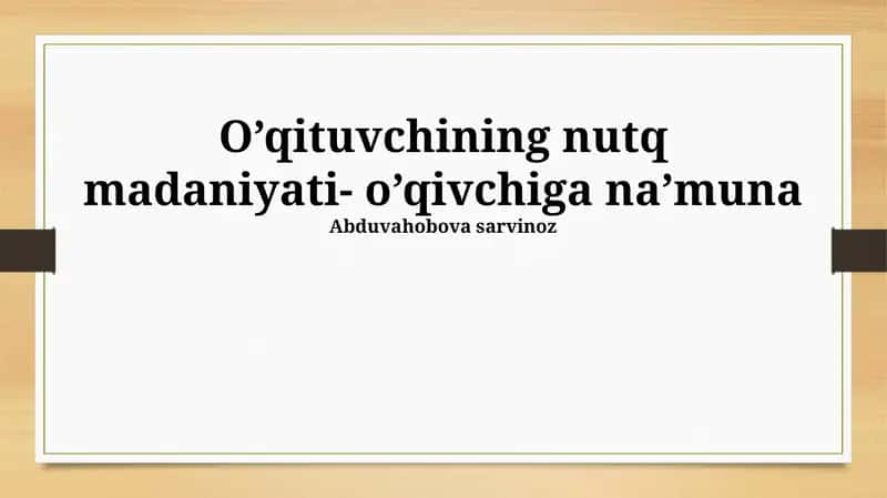 O'qituvchining Nutq Madaniyati: Namuna