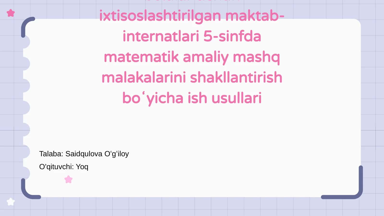 Matematik mashqlarni shakllantirish bo'yicha ish usullari