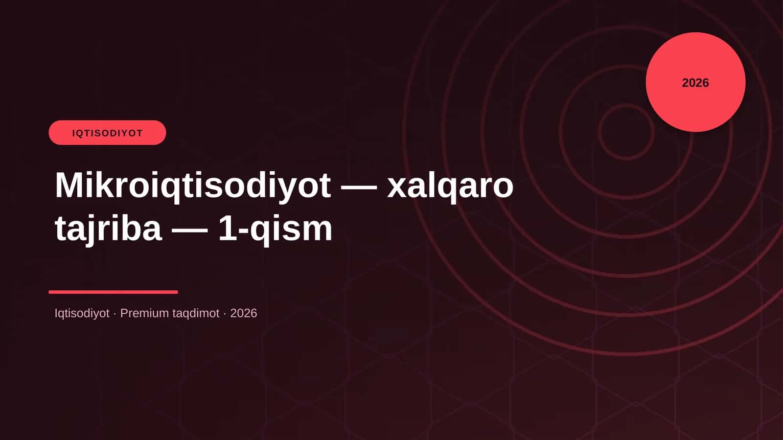 Mikroiqtissodiyot - xalqaro tajriba - 1-qism