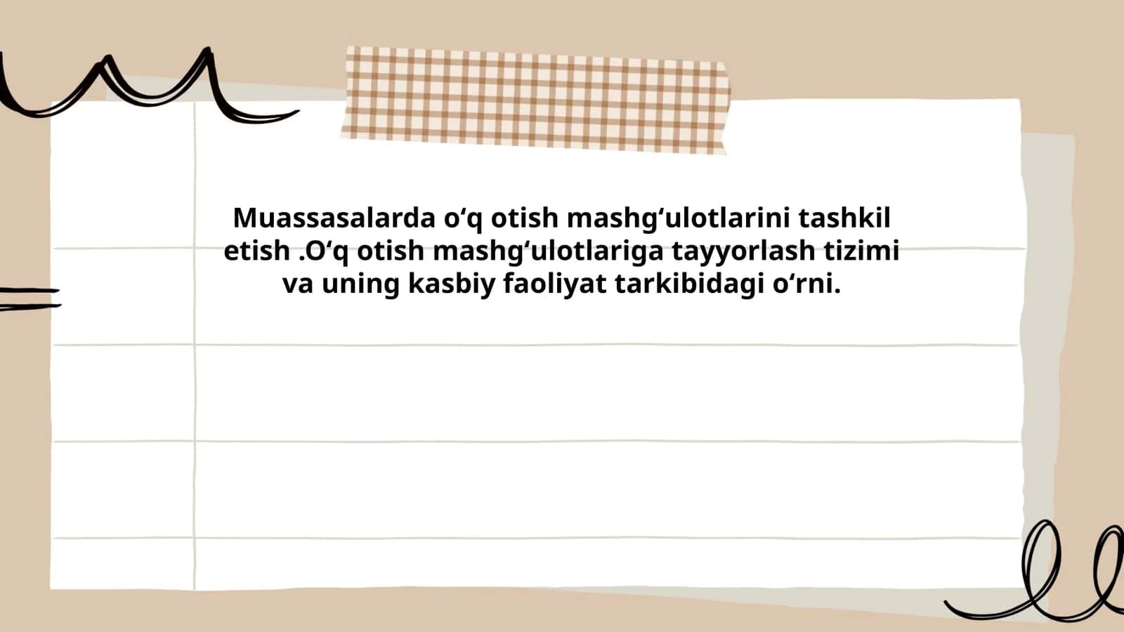 Muassasalarda oʻq otish mashgʻulotlarini tashkil etish