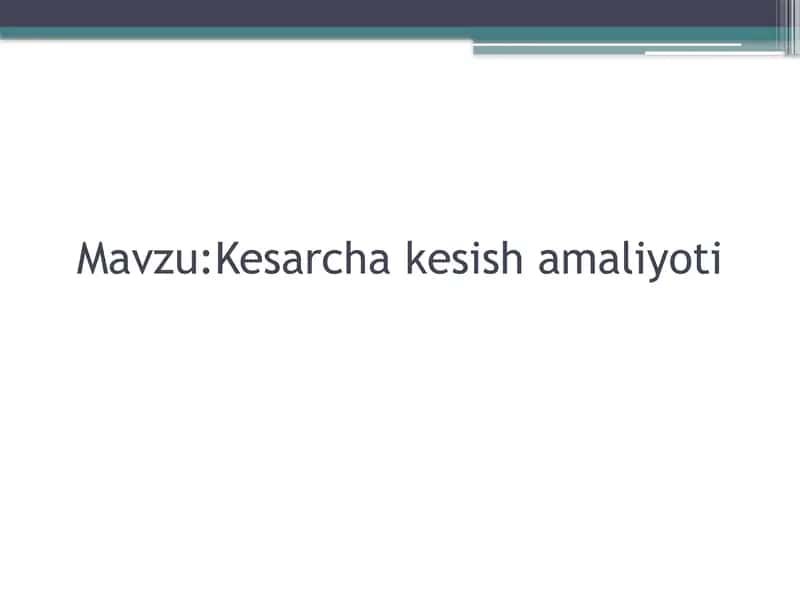Kesarcha kesish amaliyoti