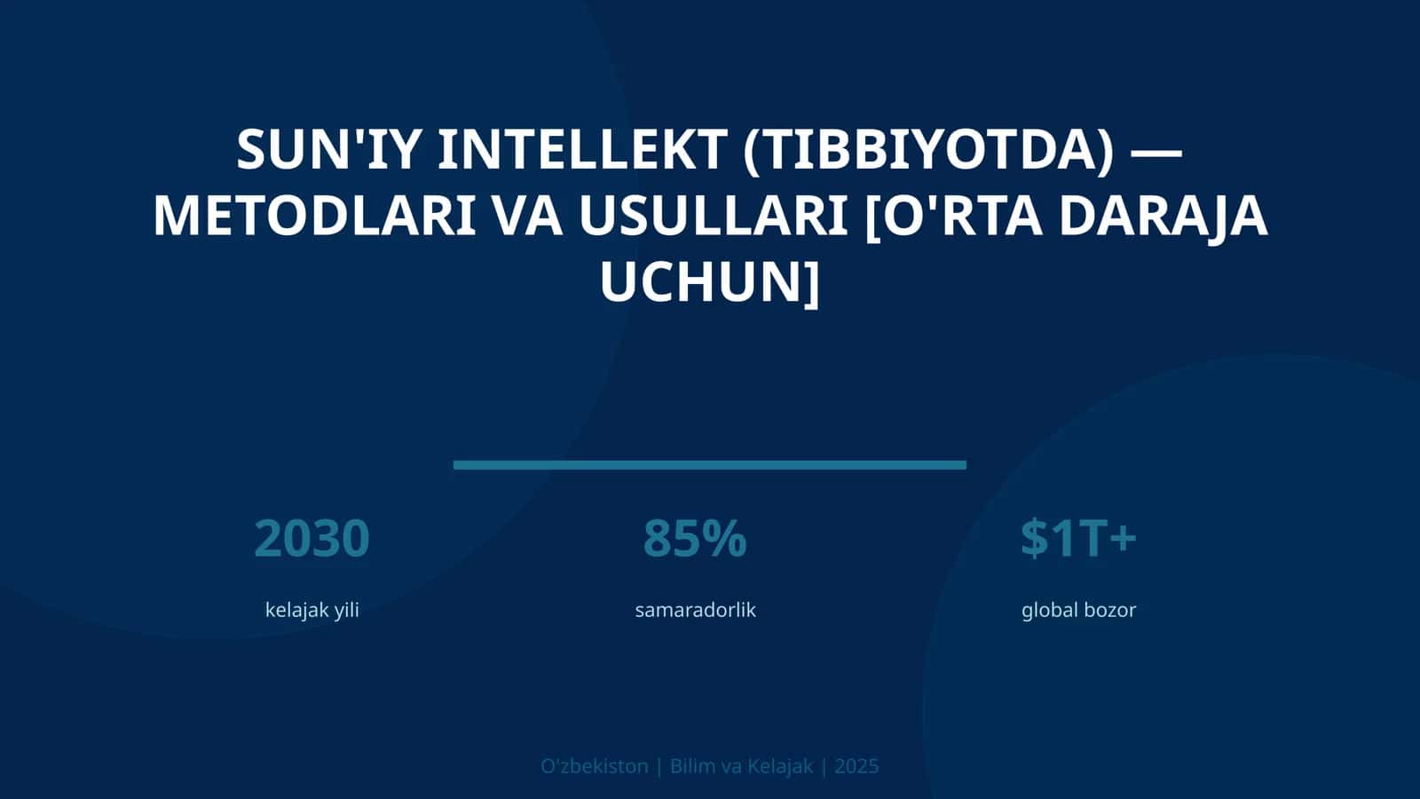 Sun'iy intellekt (tibbiyotda) — metodlari va usullari [o'rta daraja uchun]