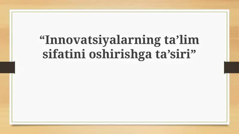 Ta'limda Innovatsiyalar
