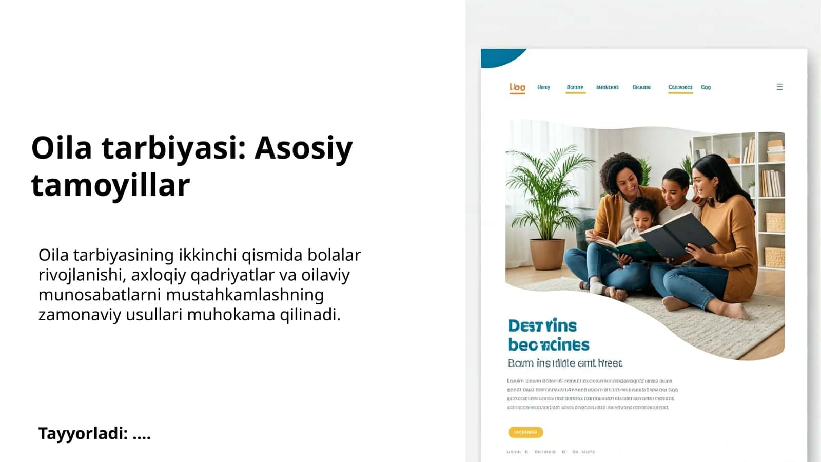 Oila tarbiyasi: Asosiy tamoyillar