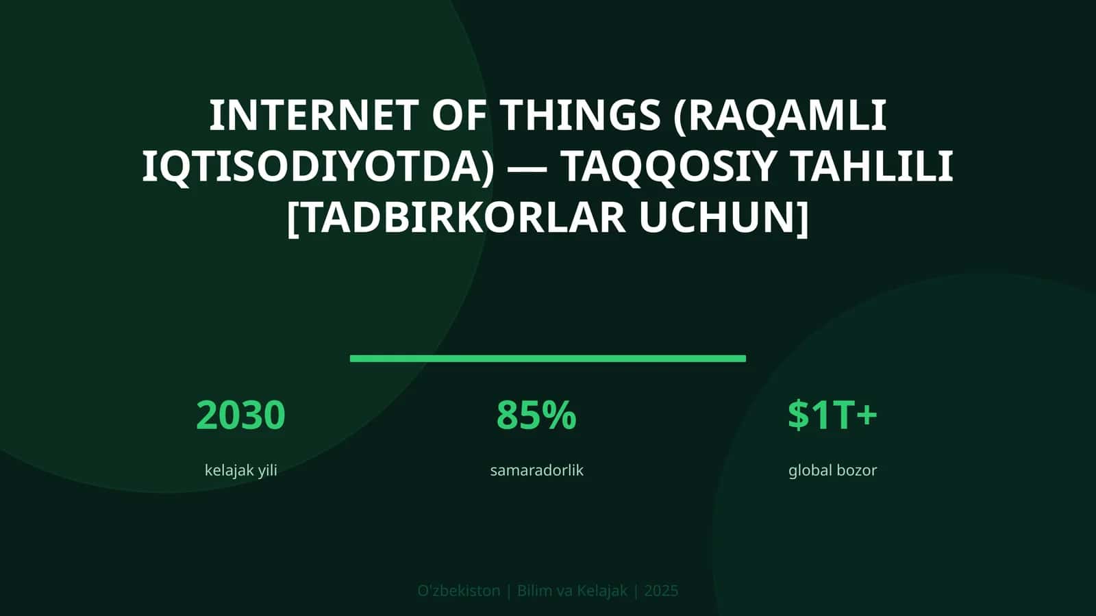 Internet of Things (raqamli iqtisodiyotda) — taqqosiy tahlili [tadbirkorlar uchun]