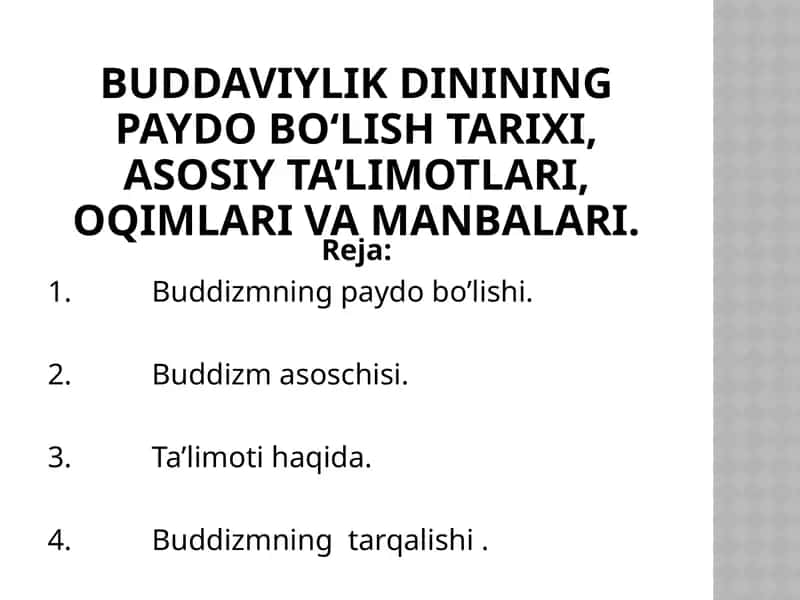 Buddaviylikning paydo bo'lishi tarixi