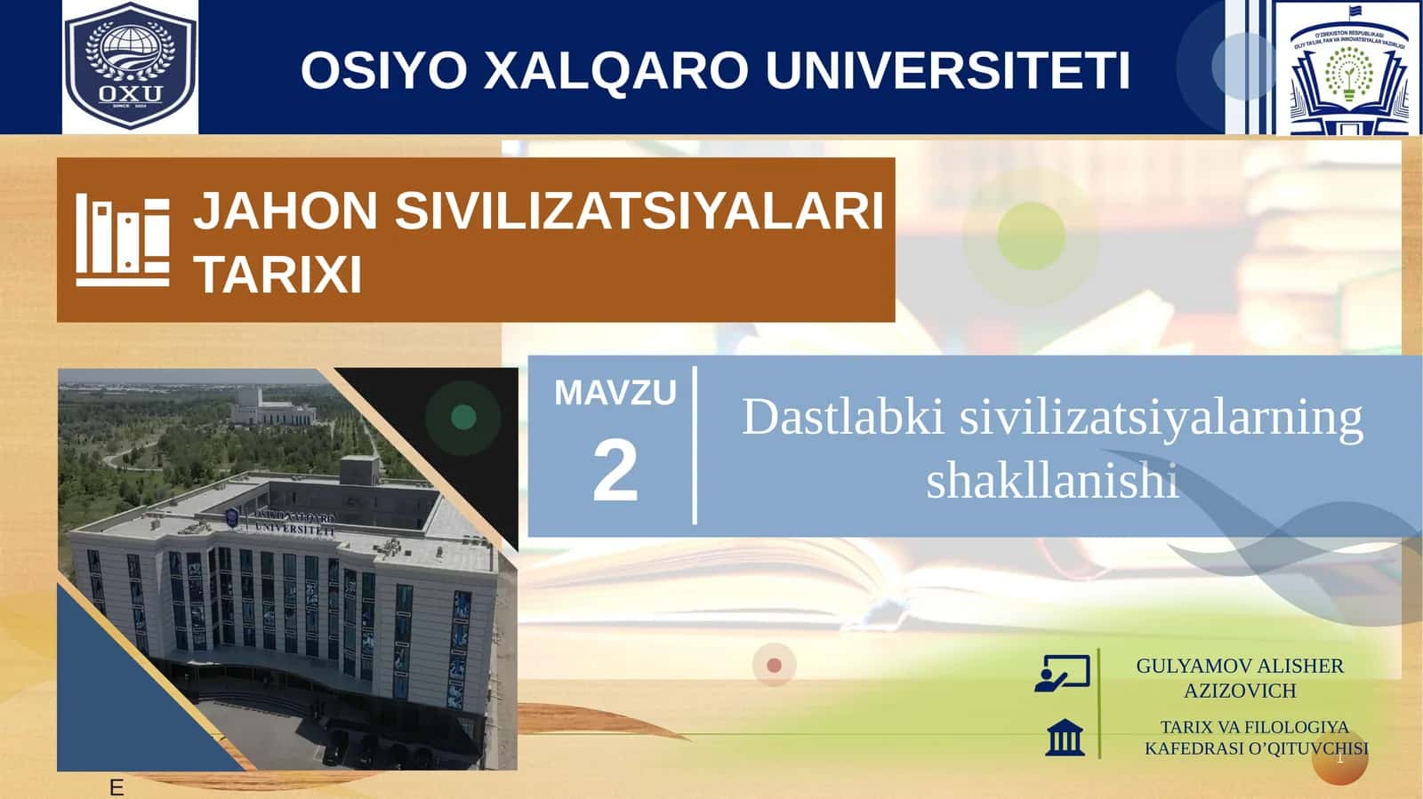 JAHON SIVILIZATSIYALARI TARIXI