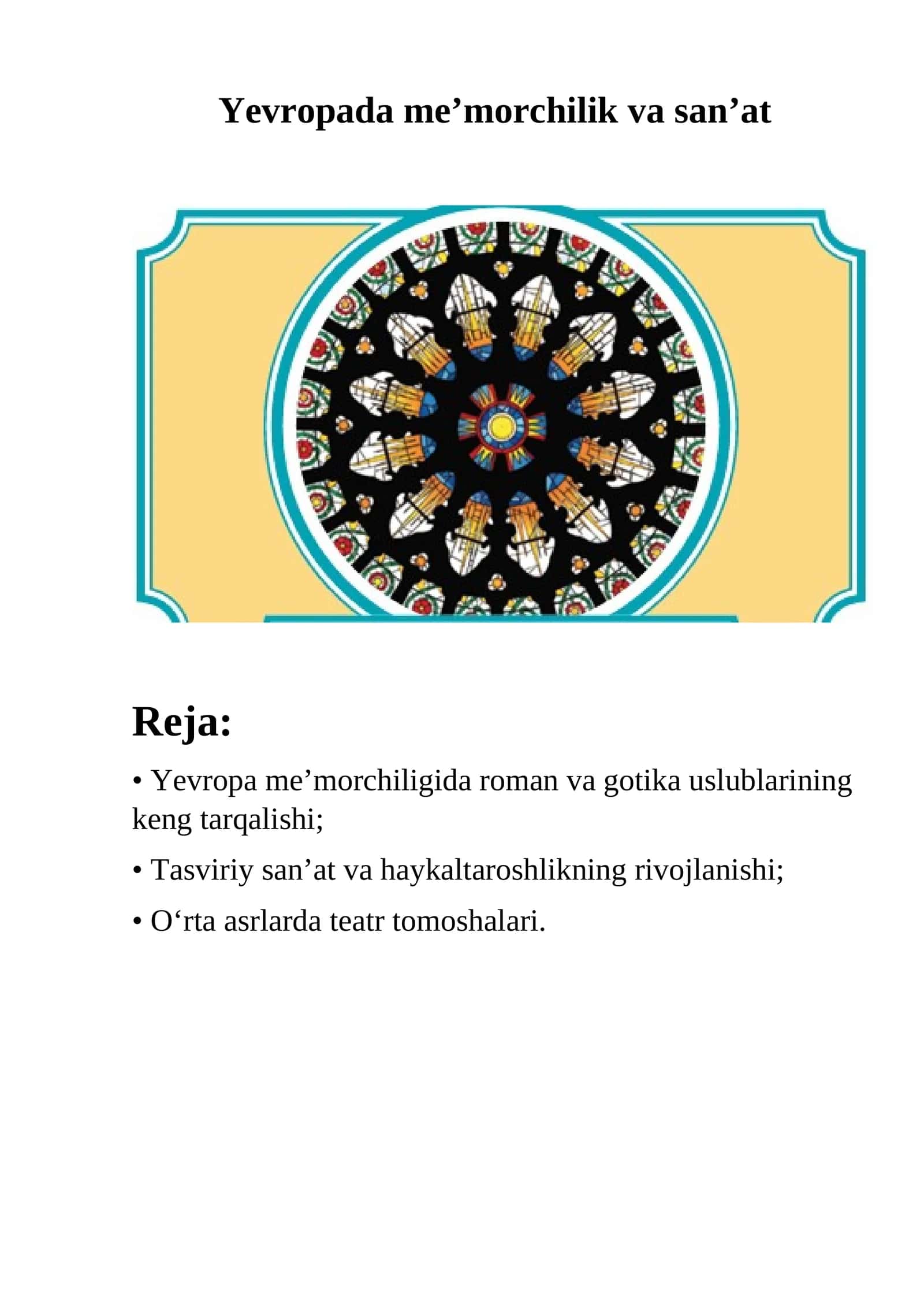 Yevropada me’morchilik va san’at