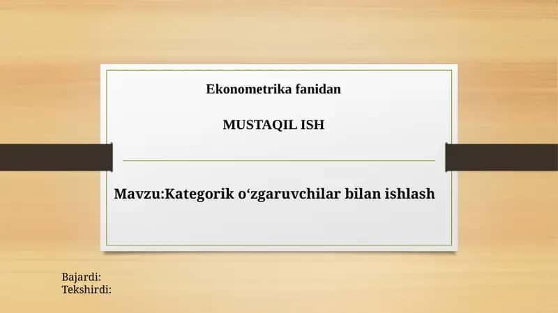 Kategorik o‘zgaruvchilar bilan ishlash