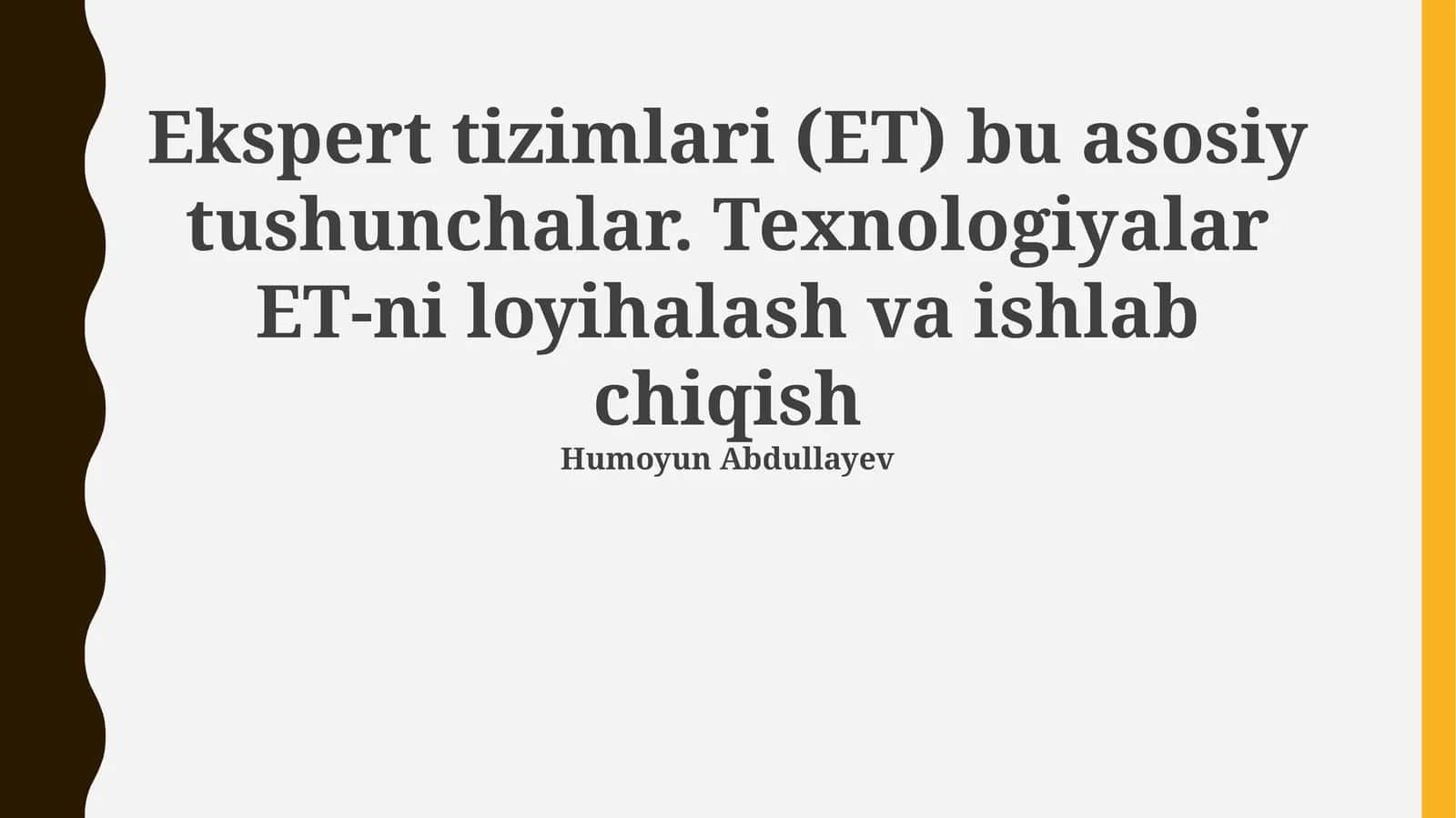 Ekspert tizimlari (ET)