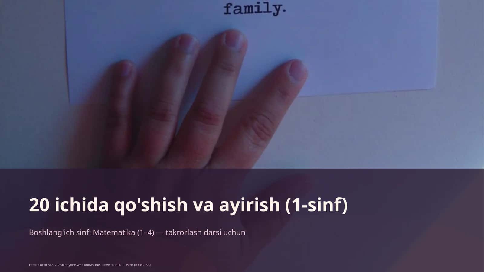 20 ichida qo'shish va ayirish (1-sinf)