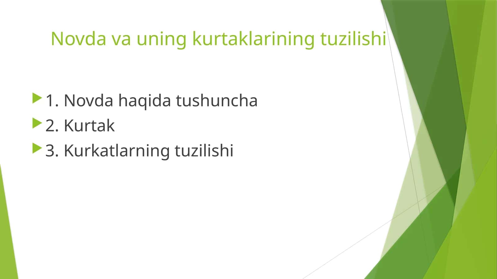 Novda va uning kurtaklarining tuzilishi