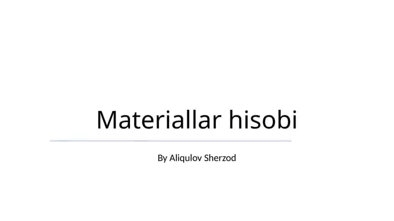 Materiallar hisobi