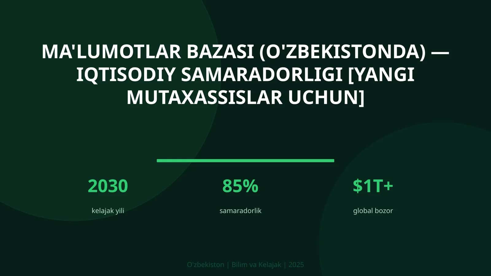 Ma'lumotlar bazasi (O'zbekistonda) — iqtisodiy samaradorligi [yangi mutaxassislar uchun]