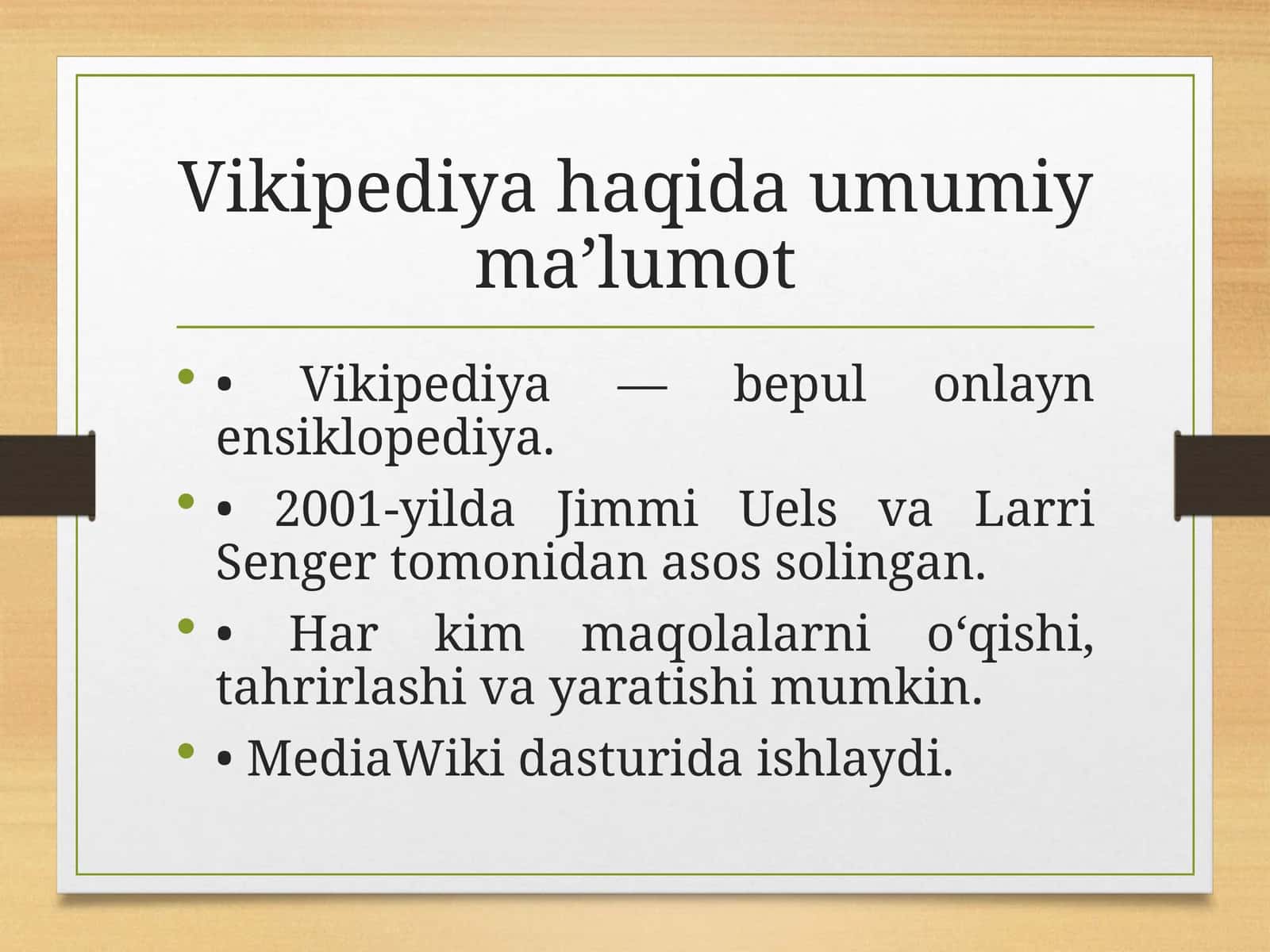 Vikipediya haqida umumiy ma’lumot
