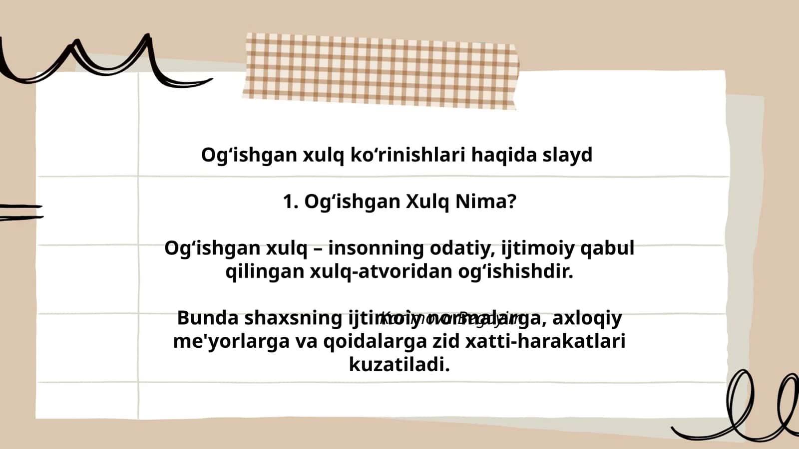 Og‘ishgan xulq ko‘rinishlari haqida slayd