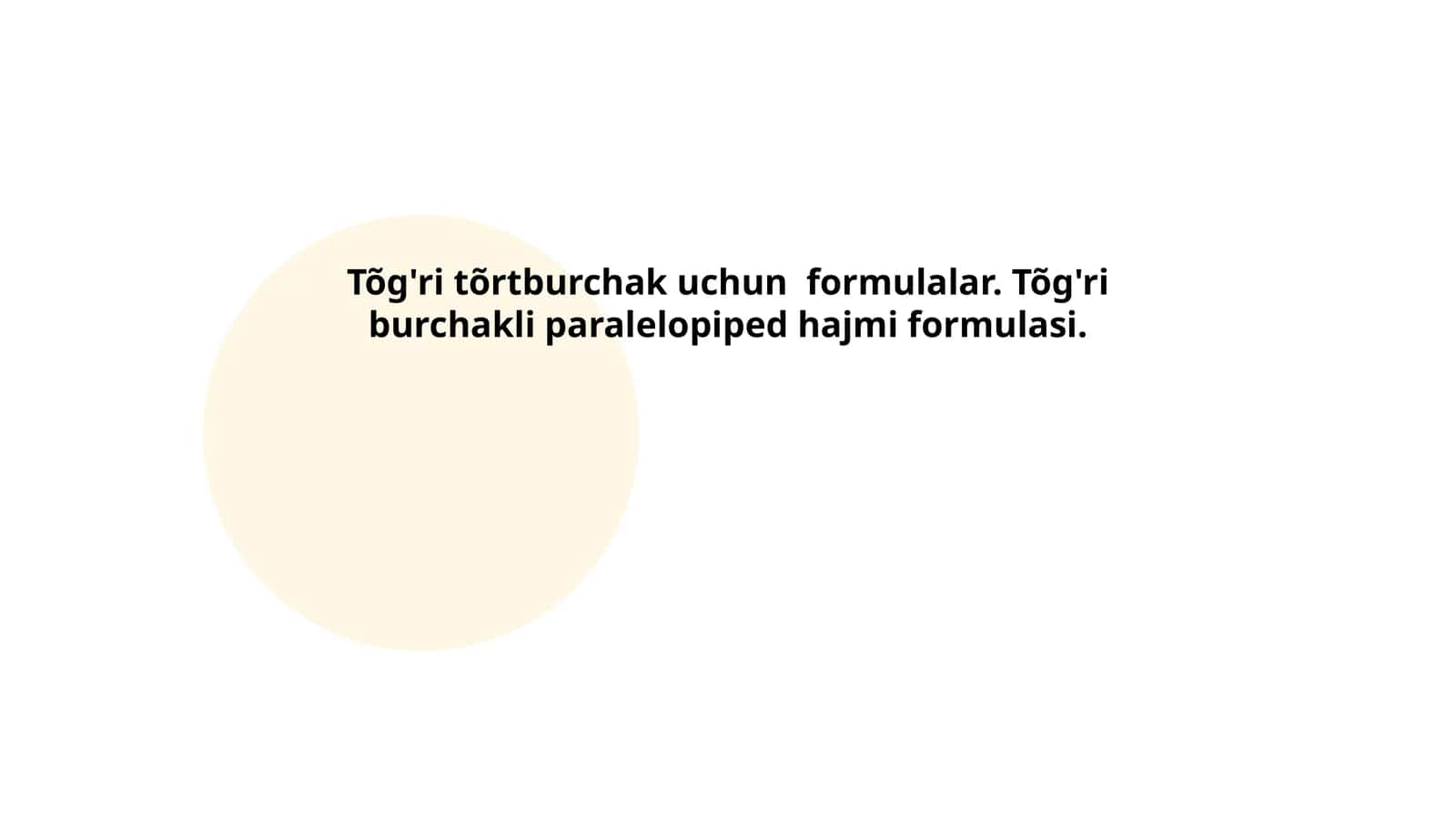 To'g'ri to'rtburchak uchun formulalar