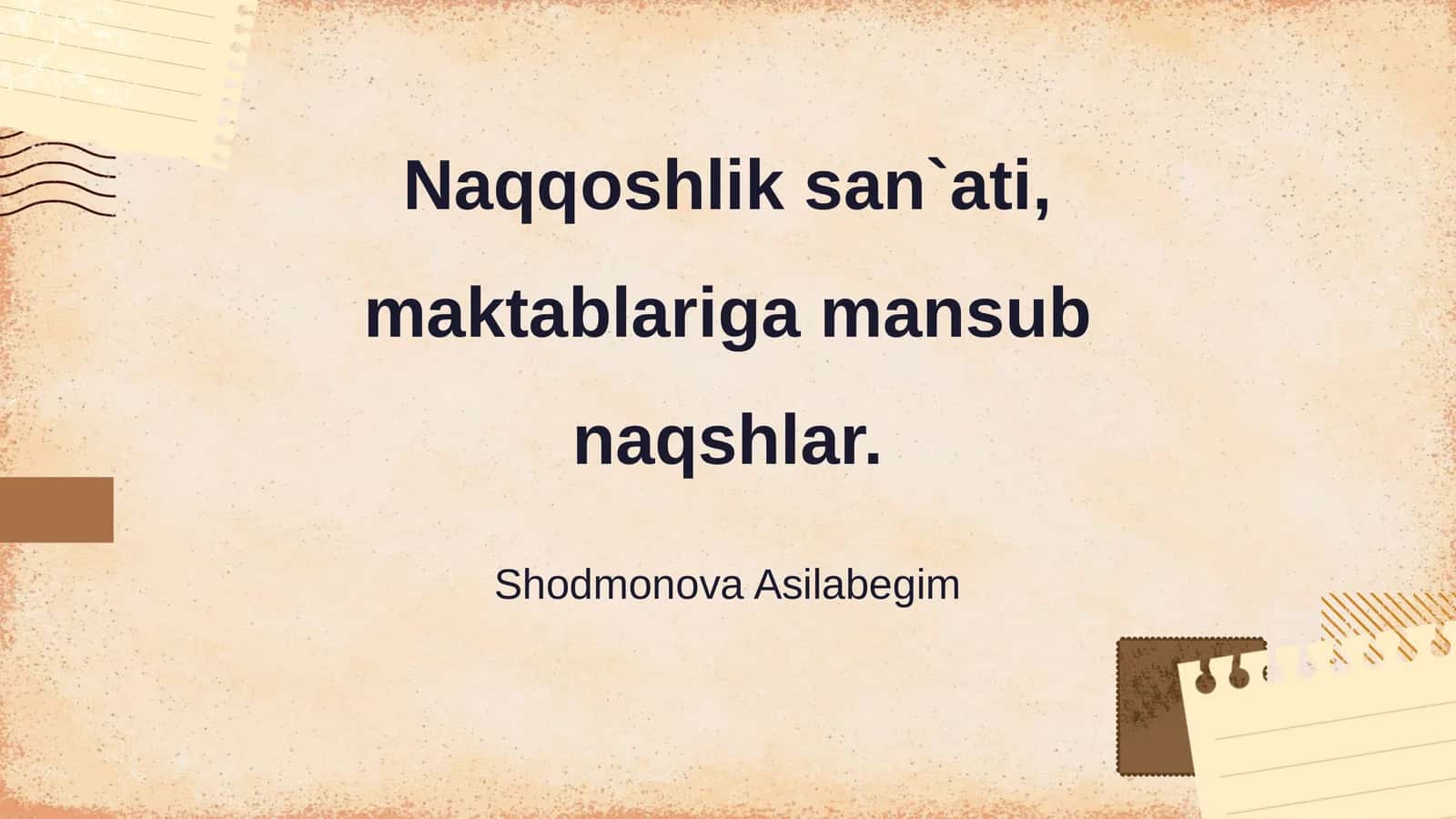 Naqqoshlik san`ati, maktablariga mansub naqshlar