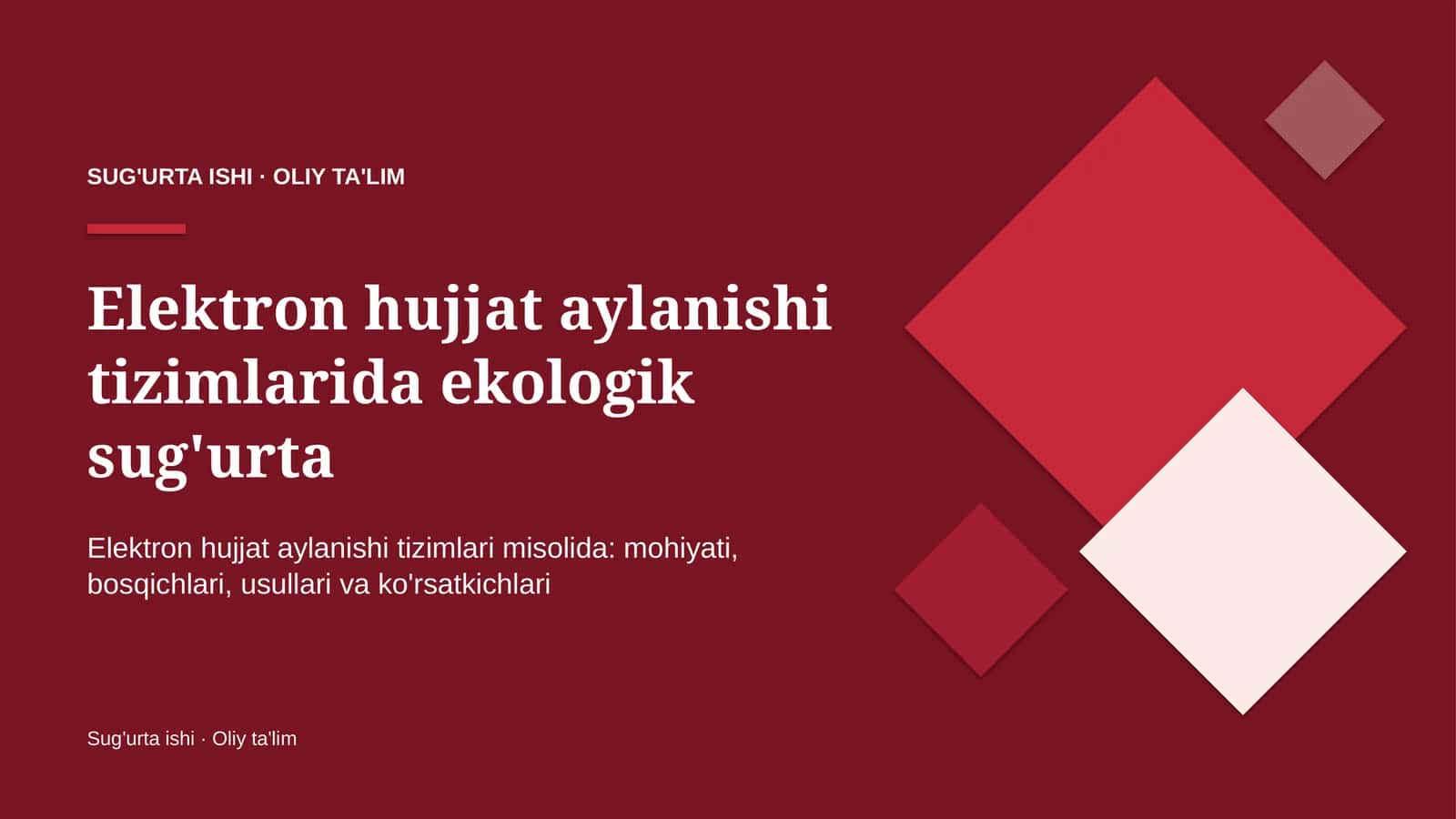 Elektron hujjat aylanishi tizimlarida ekologik sug'urta