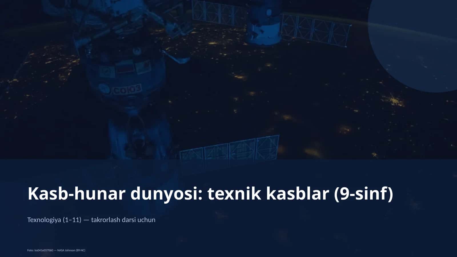 Kasb-hunar dunyosi: texnik kasblar (9-sinf)