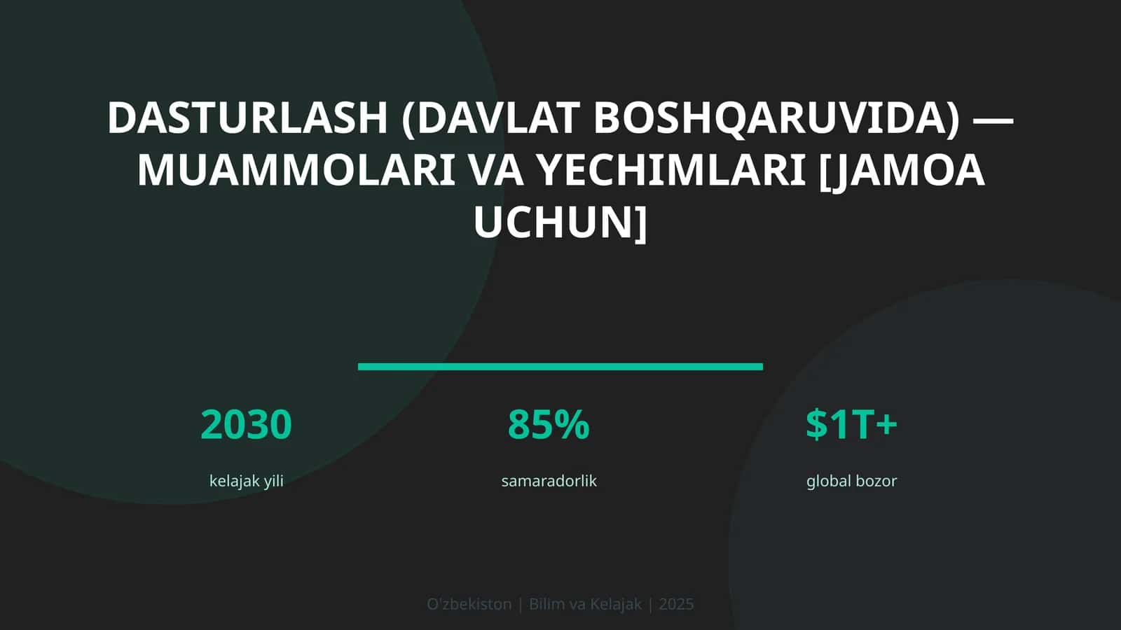 Dasturlash (davlat boshqaruvida) — muammolari va yechimlari [jamoa uchun]