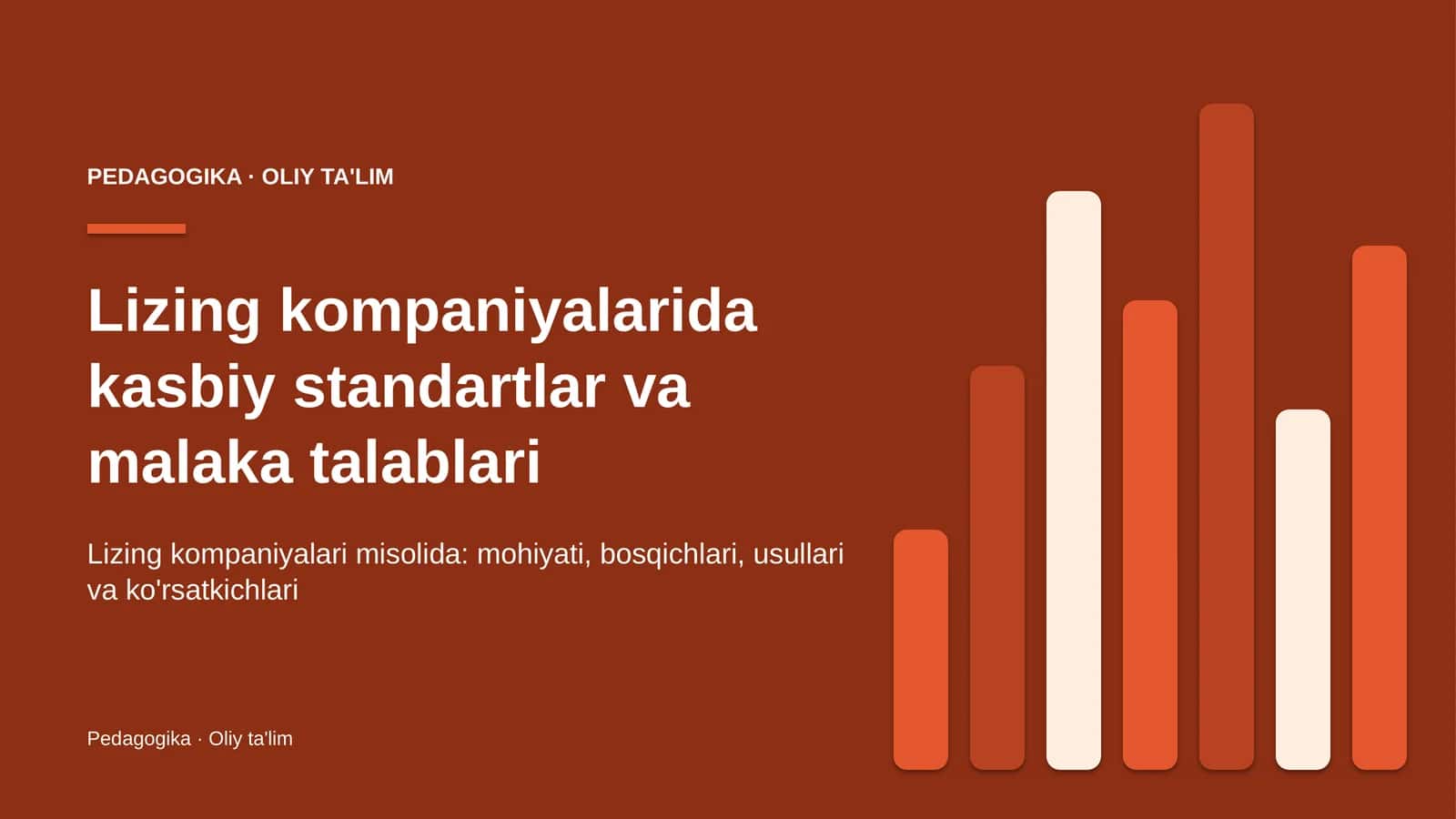 Lizing kompaniyalarida kasbiy standartlar va malaka talablari