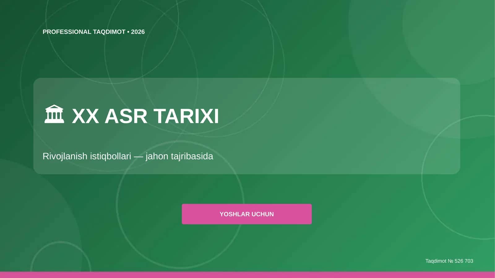 XX asr tarixi: rivojlanish istiqbollari (jahon tajribasida) [yoshlar uchun]
